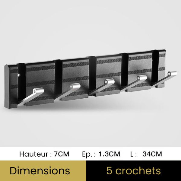 Petit porte manteau 5 crochets noir et argent