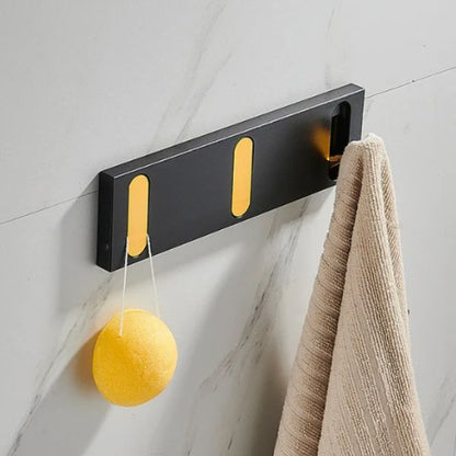 Porte manteau salle de bain noir et doré 3 crochets