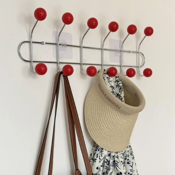 Porte manteau vintage boules rouges par 6