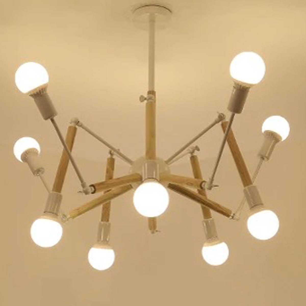 Lustre Moderne Créatif en Fer et Bois 