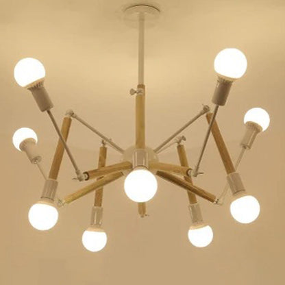 Lustre Moderne Créatif en Fer et Bois 