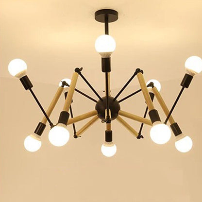 Lustre Moderne Créatif en Fer et Bois 