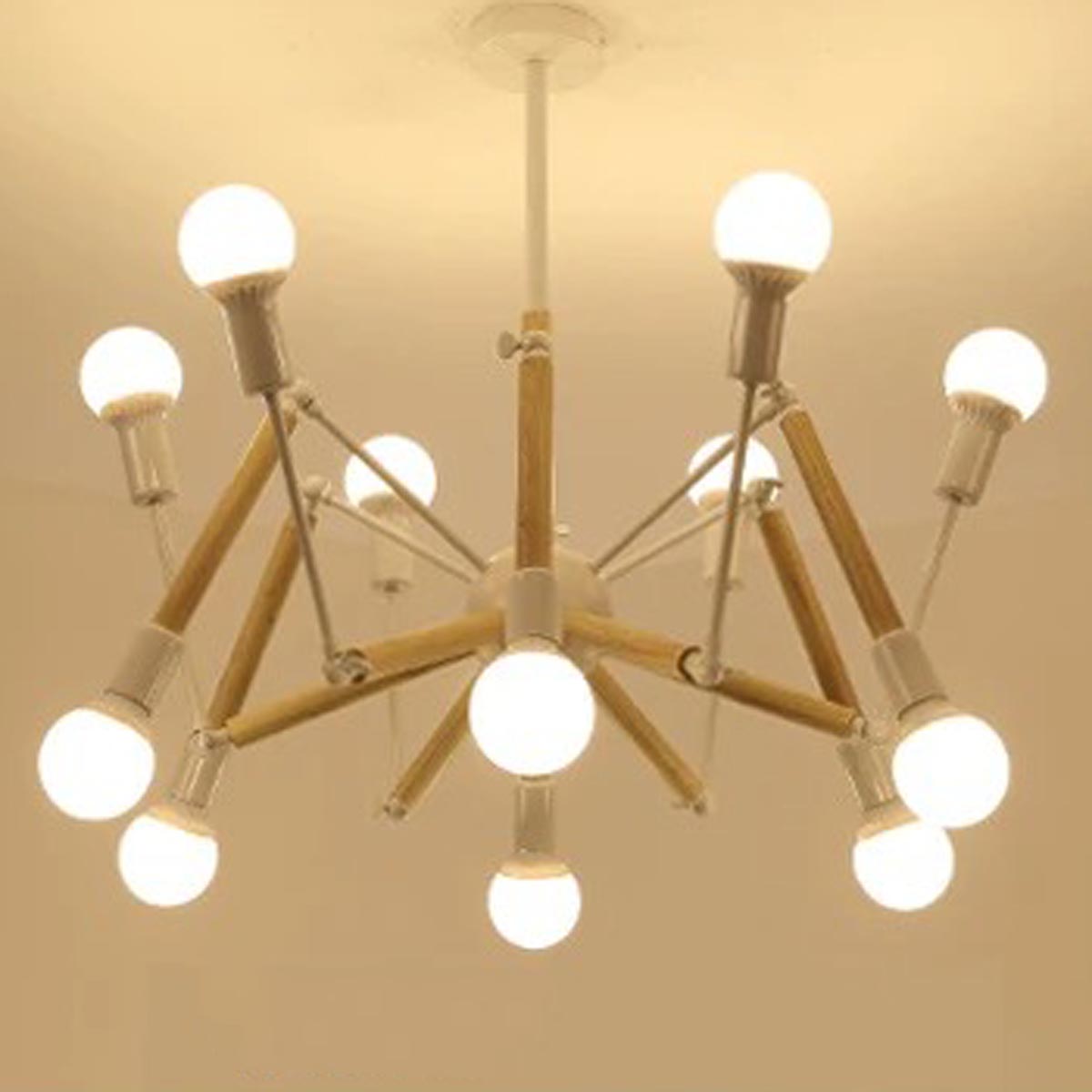 Lustre Moderne Créatif en Fer et Bois 