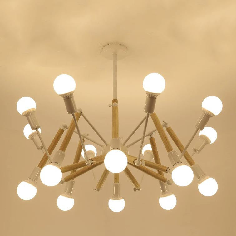 Lustre Moderne Créatif en Fer et Bois 