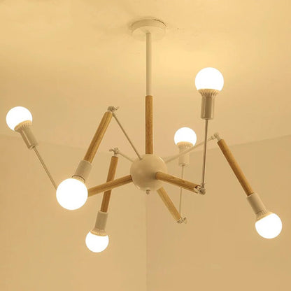 Lustre Moderne Créatif en Fer et Bois 