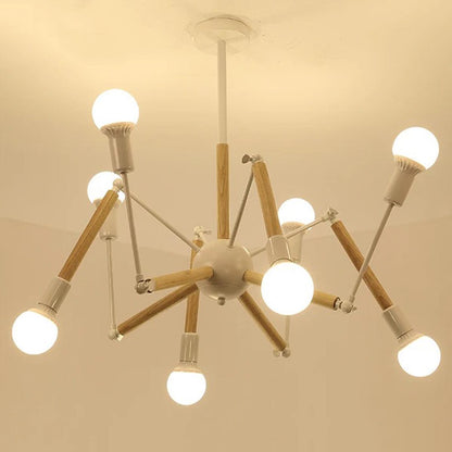 Lustre Moderne Créatif en Fer et Bois 