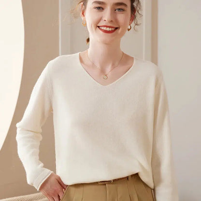 Pull cachemire en v-Old Money