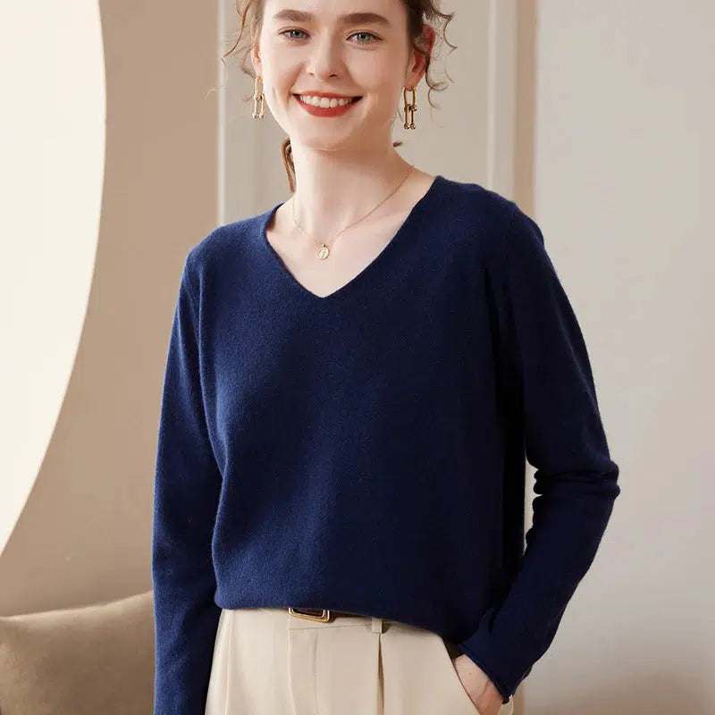 Pull cachemire en v-Old Money