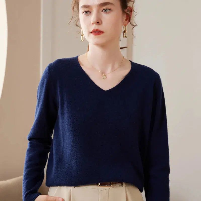 Pull cachemire en v