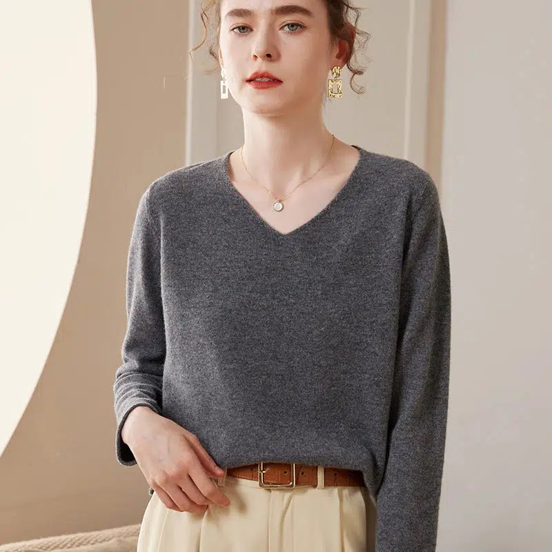 Pull cachemire en v-Old Money