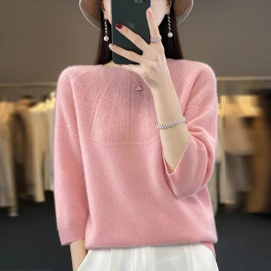 Pull cachemire rose poudre-Old Money