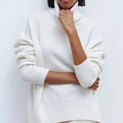 Pull col roulé blanc-Old Money