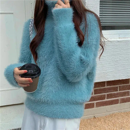 Pull mohair bleu