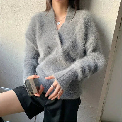 Pull mohair gris