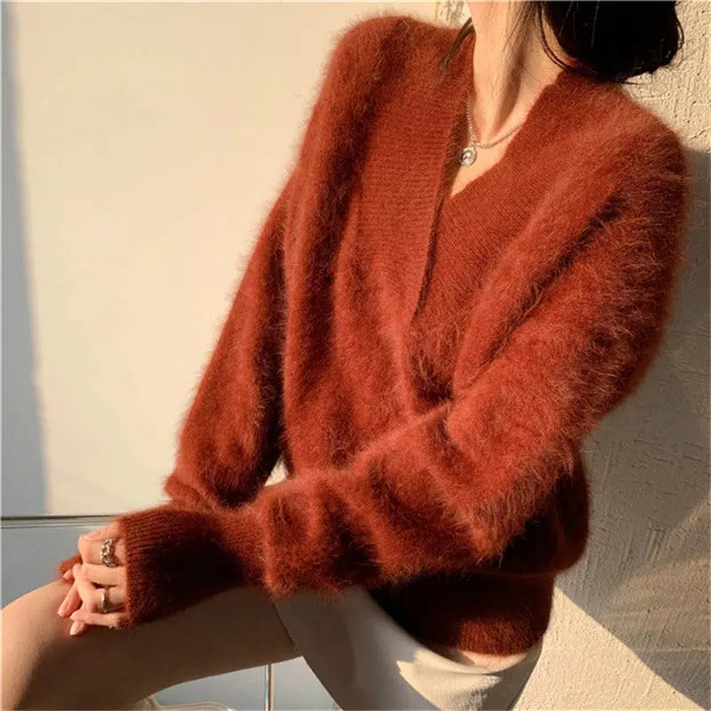 Pull mohair marron