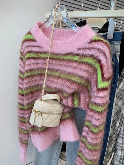 Pull mohair rayé