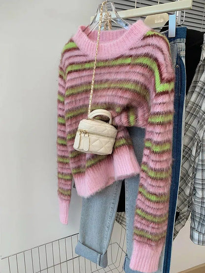 Pull mohair rayé