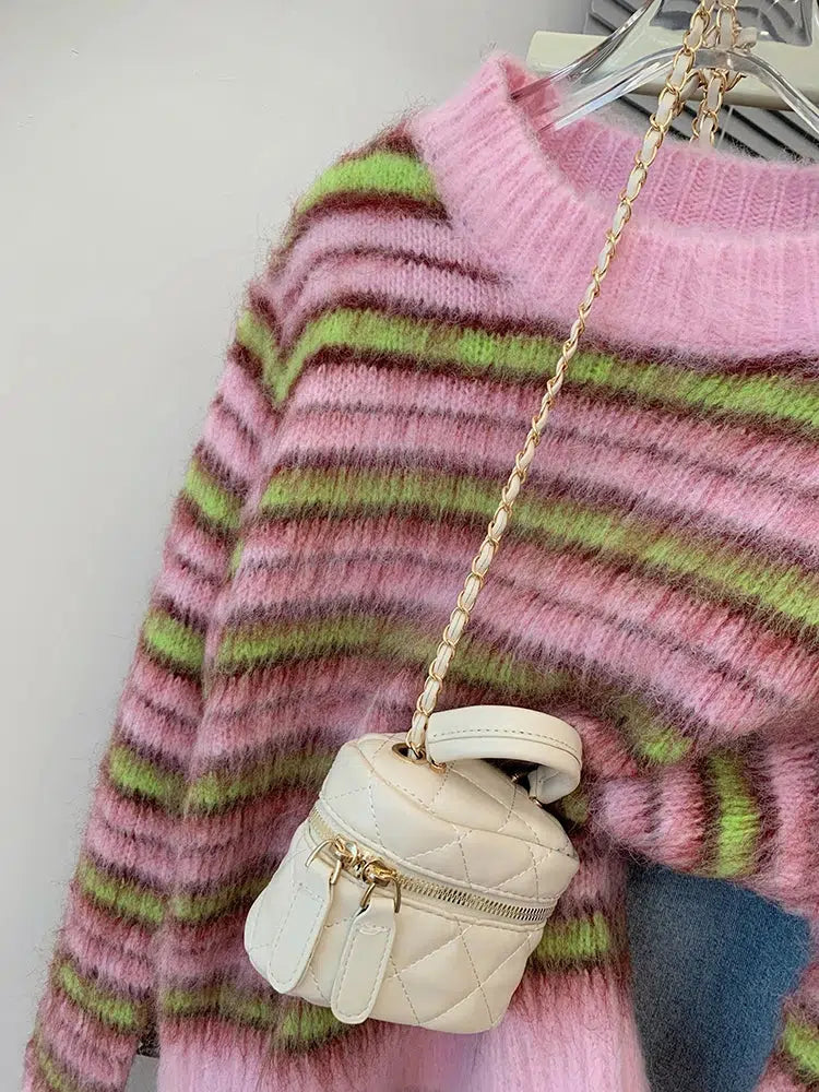 Pull mohair rayé