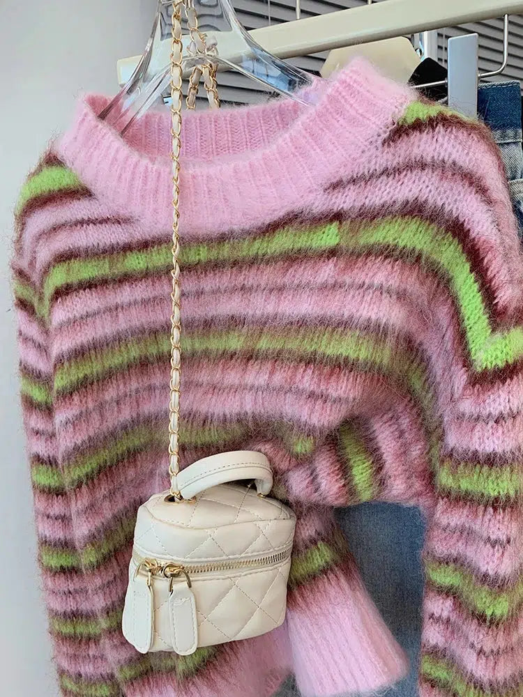 Pull mohair rayé