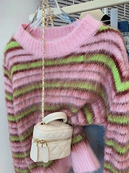 Pull mohair rayé