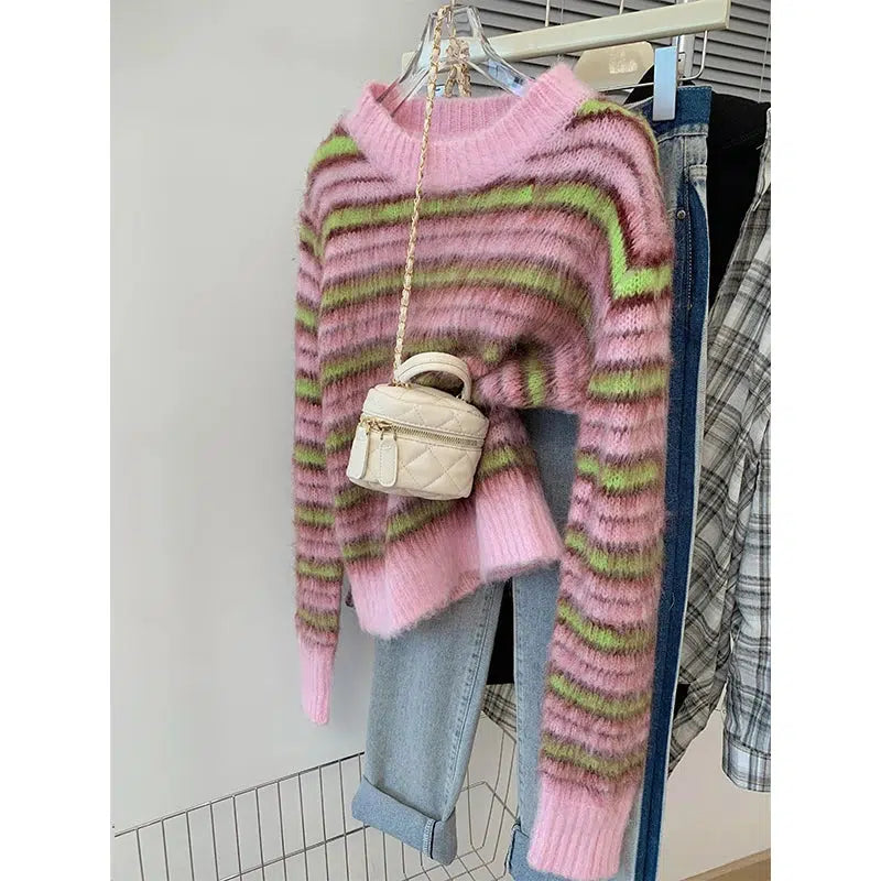 Pull mohair rayé-Old Money
