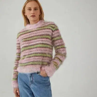 Pull mohair rayé