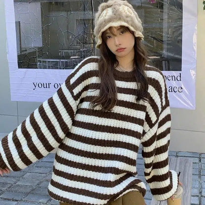 Pull rayé marron