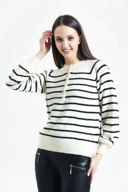 Pull rayé noir et blanc