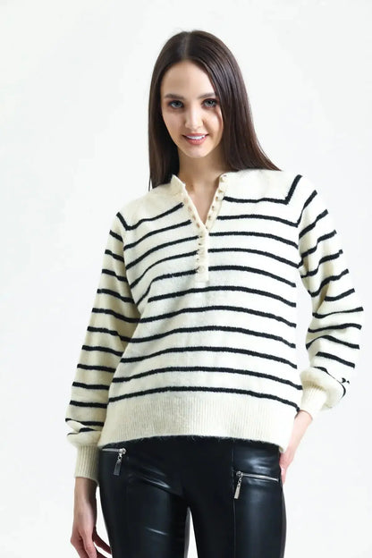Pull rayé noir et blanc