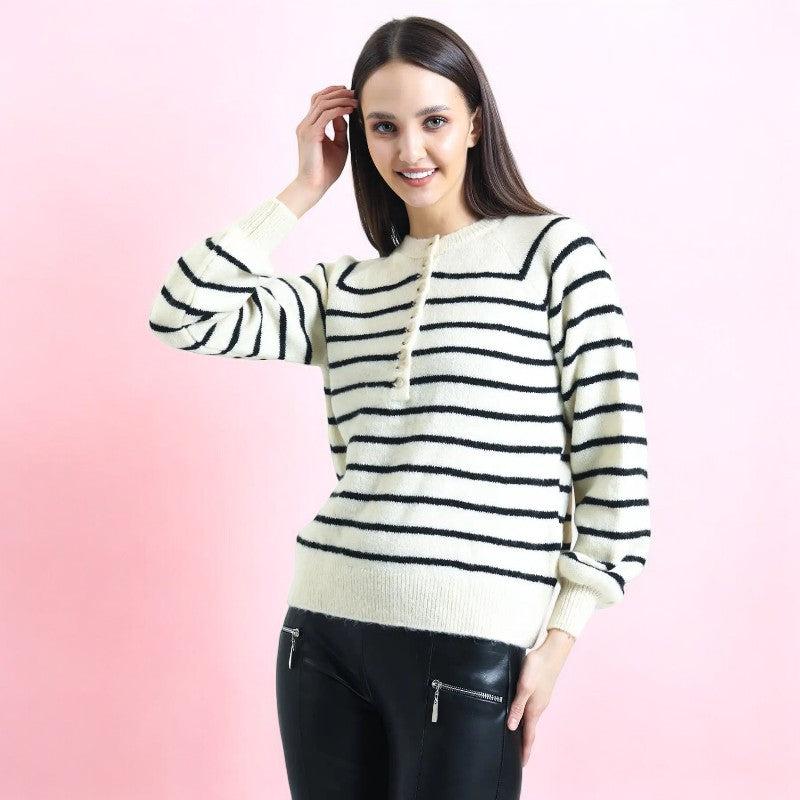 Pull rayé noir et blanc