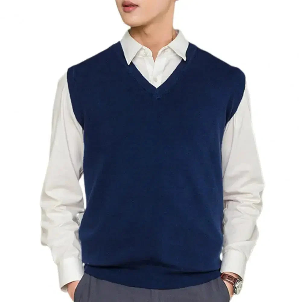 Pull sans manche bleu marine-Old Money