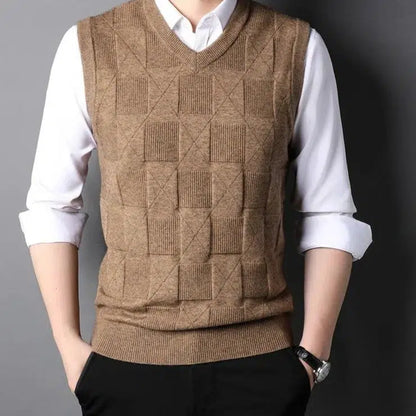 Pull sans manche col v