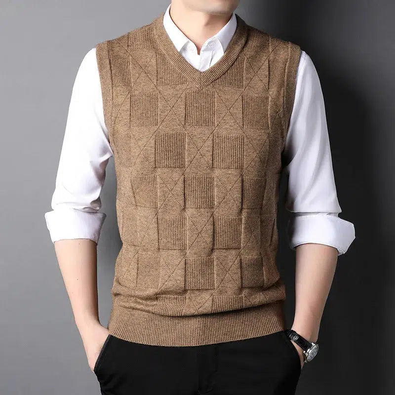 Pull sans manche col v-Old Money