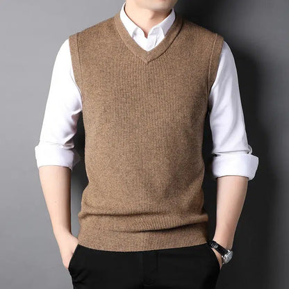 Pull sans manche marron-Old Money