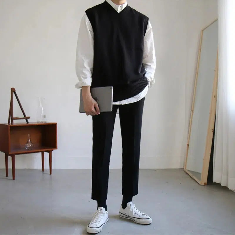Pull sans manche noir