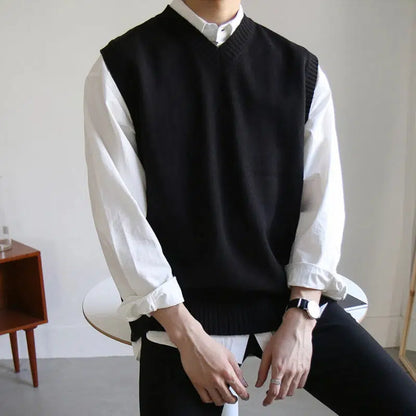 Pull sans manche noir-Old Money