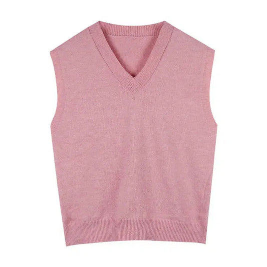 Pull sans manche rose