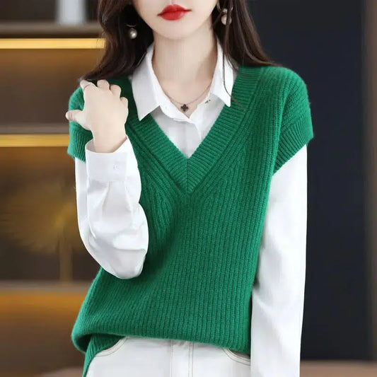 Pull sans manches vert-Old Money