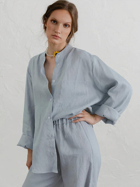 Pyjama à Col Montant Satinée Oversize pour Femme | Pyjama Shop