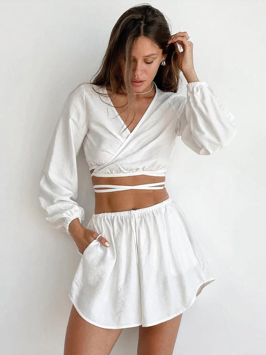 Pyjama Criss-Cross pour Femme "Blanc" | Pyjama Shop