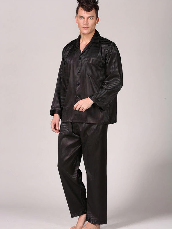 Pyjama en Satin à Rayures pour Homme "Noir" | Pyjama Shop