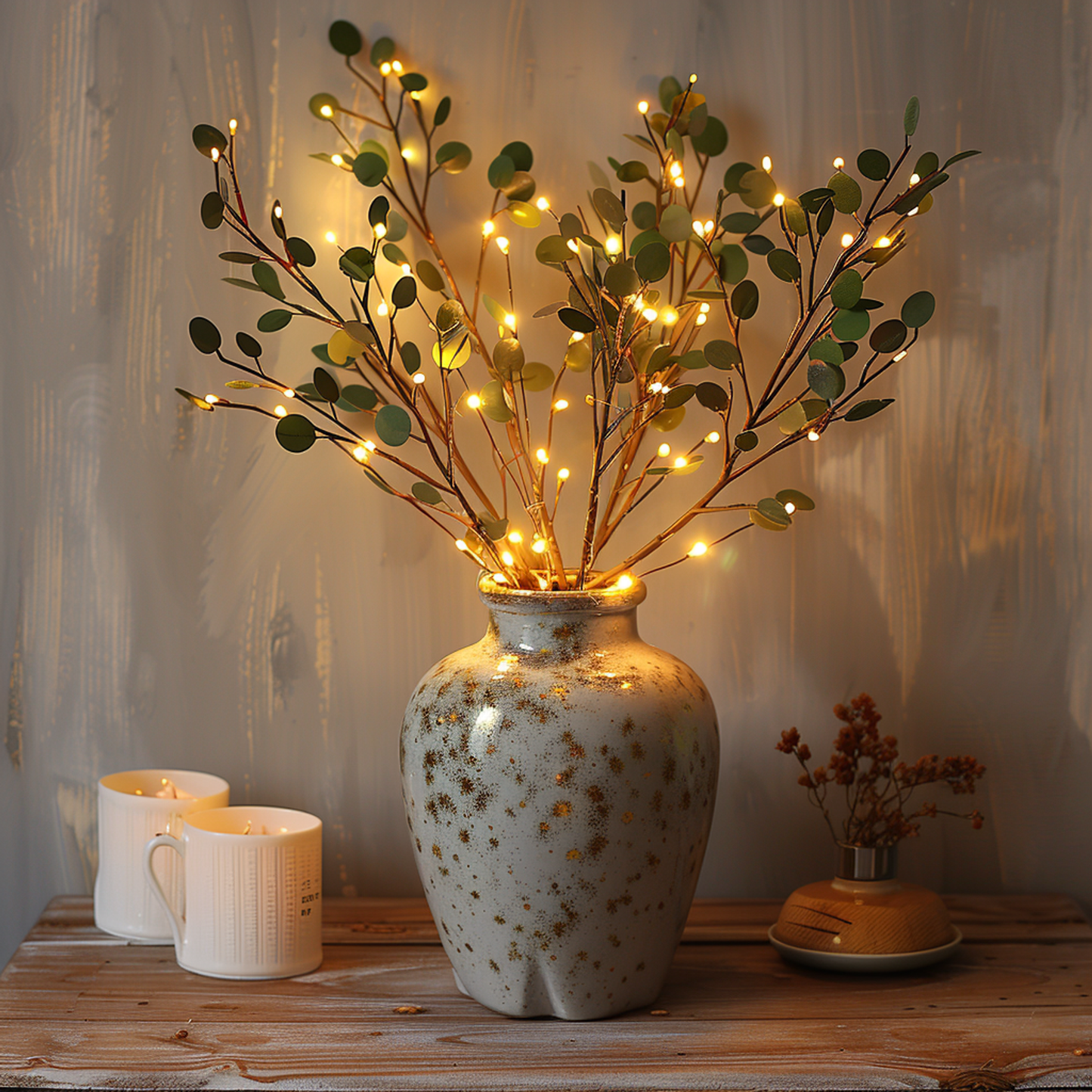 Lumière de fée Rameau d'olivier LED - Décoration Lumineuse Naturelle pour Maison