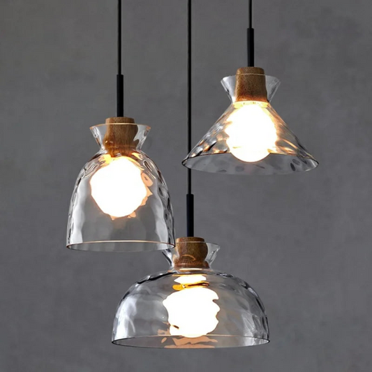 Chandelier Minimaliste Japonais en Fer Forgé avec Verre Tempéré, LED Dimable