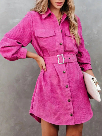 Robe chemise velours cotelé-Old Money