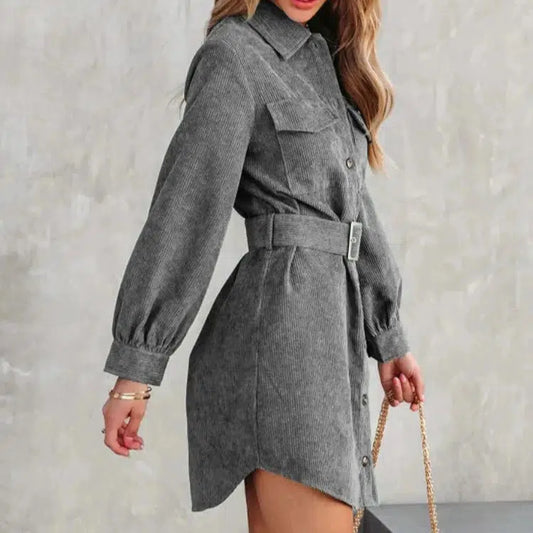 Robe chemise velours cotelé