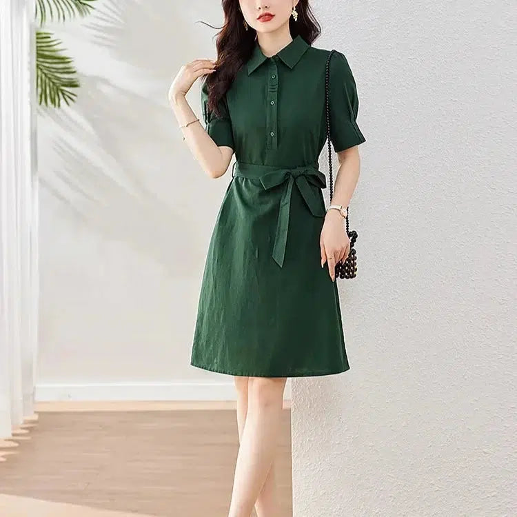 Robe chemise vert-Old Money