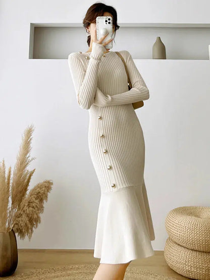 Robe tricot chic-Old Money