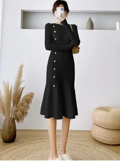 Robe tricot chic-Old Money