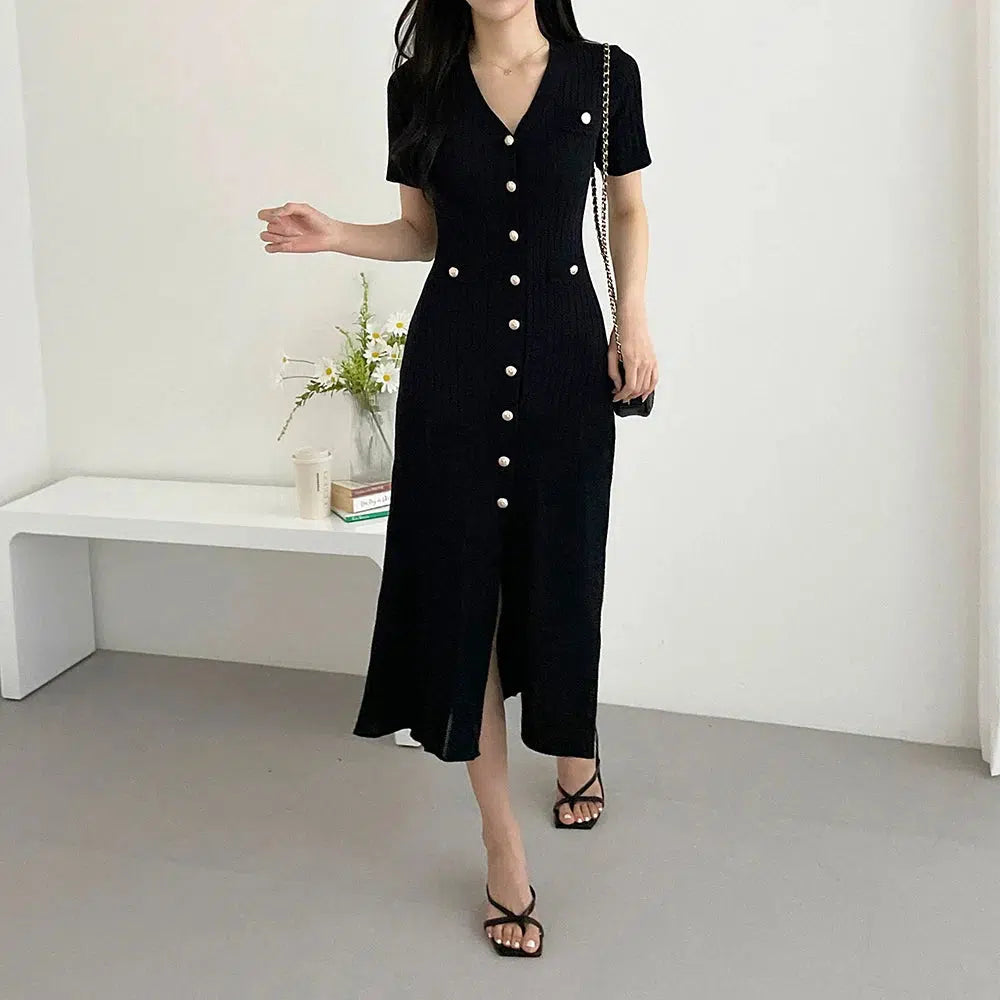 Robe tricot noire-Old Money