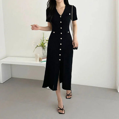 Robe tricot noire-Old Money